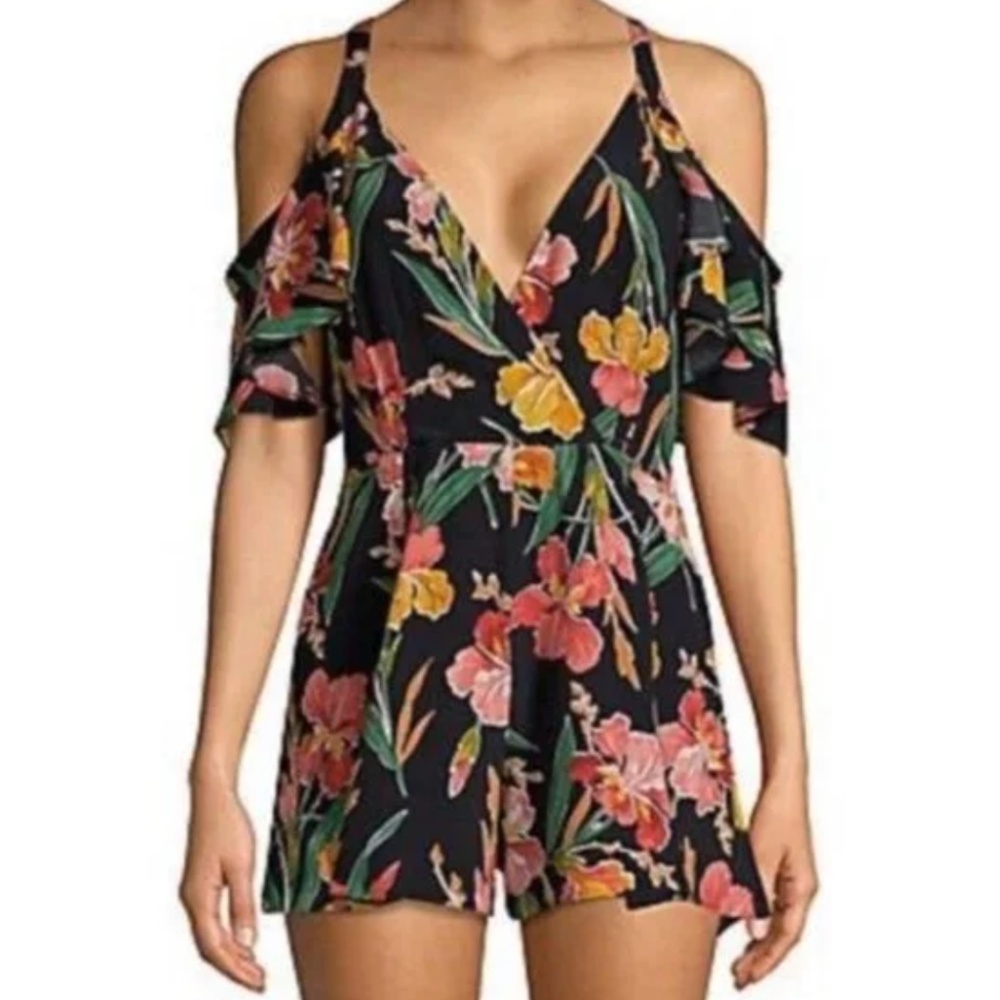 Revolve Privacy Please Leon Cold Shoulder Floral Romper - Size Small